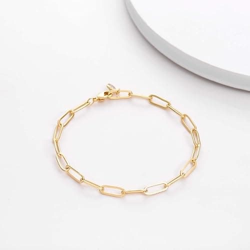 MEVECCO Bracelet for Women 14K Gold Plated Dainty Chain Simple Jewelry Cute Handmade Minimalist for Her thumbnail 9