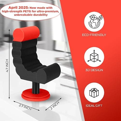 VELENTI Gamer Chair Phone Stand - Phone Holder for Smartphones, Kindles Up to 19 cm Tall - Fun Gaming Accessories for Gamers - Useful Gamer Gadgets - Lovely Birthday Gift for Gamers thumbnail 2