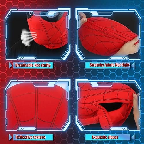 Spider Hero Cosplay Mask with Removable Lenses, Stretch Fabric Full Face | Lightweight stretch material with easy wear design, ideal for Halloween, conventions, photo shoots, and costume collections thumbnail 4