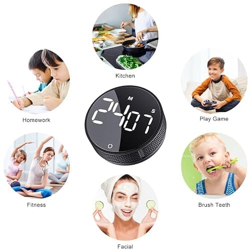 AVINIA Digital Kitchen Timers, Visual timers Large LED Display Magnetic Countdown Countup Timer for Classroom Cooking Fitness Baking Studying Teaching, Easy for Kids and Seniors Black thumbnail 6