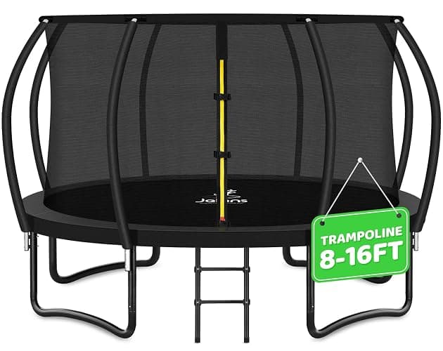 JELENS Trampoline 8FT 10FT 12FT 14FT 15FT 16FT, Recreational Trampolines with Enclosure Net and Ladder, Outdoor Anti-Rust Trampolines for Kids and Adults, ASTM Approved - Image 1