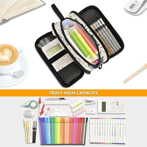 KUEJOP Retro Raccoon Style Pencil Case Big Capacity Pencil Pouch with Zipper Compartments Stationery Pencil Bag for Kids Teen School thumbnail 7