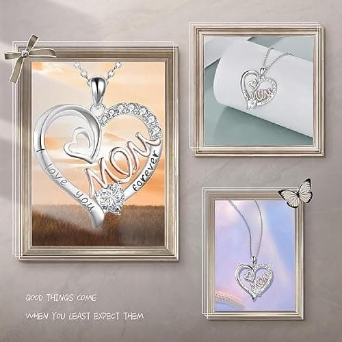 YCZARD Personalised Mothers Day Gifts - Mum Necklace, Silver Chain Love Heart Necklaces with Cubic Zirconia, Mothers Day Gifts from Daughter Best Mothers Day Presents for Your Mum, Granddaughter thumbnail 3