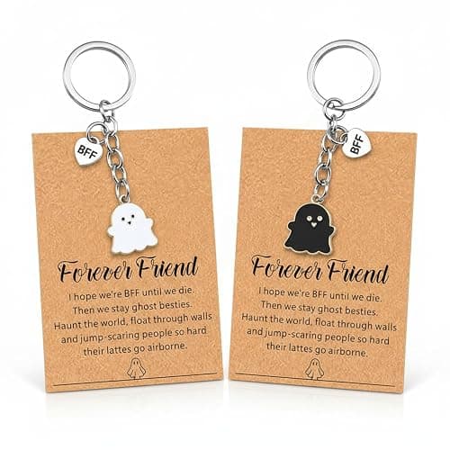 OXIHOUSE&CO- Best Friend Ghost Keychain Set for Women, Cute Funny BFF Gifts with Card – Long Distance Friendship, Birthday, Halloween, Christmas Presents for 2 - Image 1