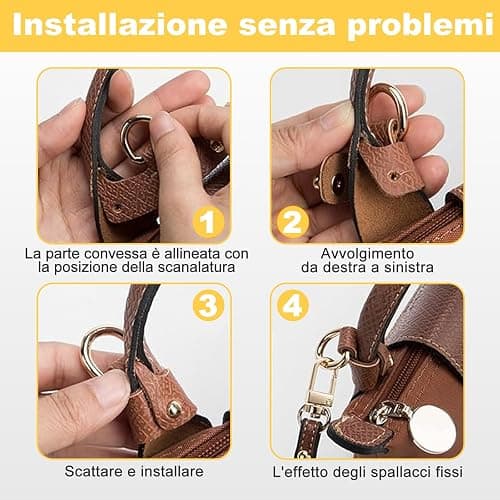 Tracolla per Longchamp Borsa Donna, Tracolla Regolabile per Borse, Cinghie di Trasporto in Pelle Giallo-Marrone per Longchamp Mini Bag Straps, Estensione Della (Larghezza della tracolla 1,2 cm) thumbnail 2