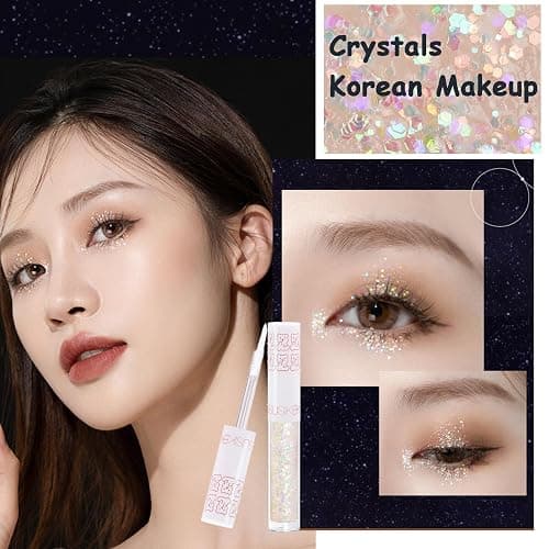 6Pcs Liquid Glitter Eyeshadow Eyeliner, Korean Makeup, Bling Under Eye Shadow, Shimmer Eye Make Up Valentine's Gift Set,Long Lasting,Quick Drying & Pigmented Loose Glitter Glue for Crystals Makeup thumbnail 7