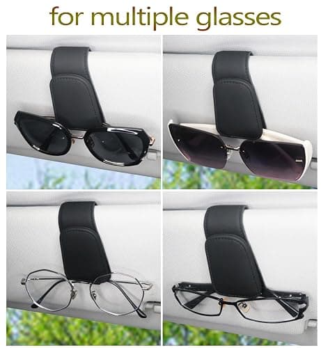 CHOSMOYI Magnetic Leather Sunglass Holder for Car, Sunglasses Clip for Car Visor, Auto Interior Accessories Universal for Different Size Eyeglasses (Black) thumbnail 6