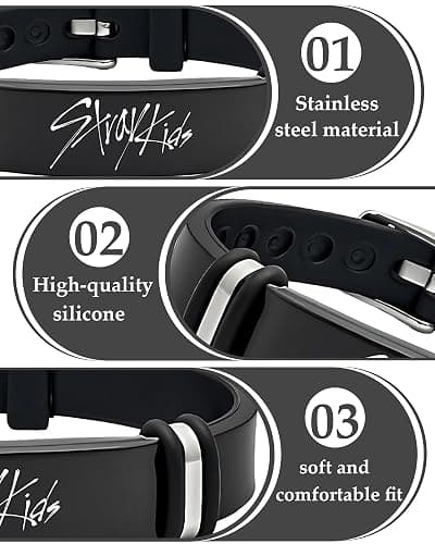 Yotlein SK Armband 2 Stück Schwarz, Silikonmaterial Adjustable Wristband, Stray Kids Bracelet für Fan Geburtstag Kreatives, Kpop Merch Geschenke für STAY thumbnail 4
