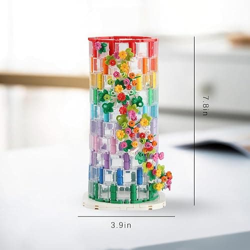 HI-REEKE Vase Building Set for Flowers Bouquet 10280 10313, Transparent Vase Flower Display Stand Building Block Kit for Women Adult thumbnail 3