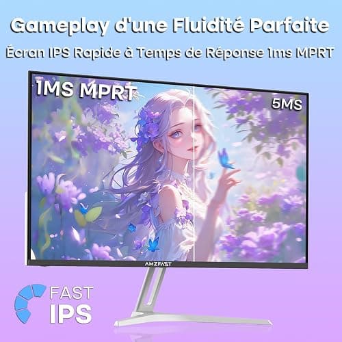 Amzfast Monitor da Gaming 24 Pollici - 200Hz, FHD 1920x1080, Fast IPS, 1ms MPRT, 80% DCI-P3, 110% sRGB, HDR, Anti-Luce Blu, Adaptive Sync, VESA 75x75, HDMI 2.0/DP 1.4, Bianco - AMZG24X1W thumbnail 4