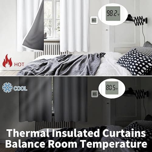 BGment White Blackout Curtains for Bedroom 63 Inch Long - Thermal Insulated Black Out Curtains Room Darkening Soundproof Rod Pocket Window Curtains for Living Room, Each Drape Panel 52 Inch Wide thumbnail 4