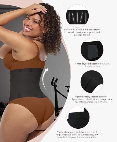 FeelinGirl Waist Trainer Belt Waist Cincher Trimmer Ab Belt Tummy Control Body Shaper with Triple Wrap Women and Men thumbnail 2