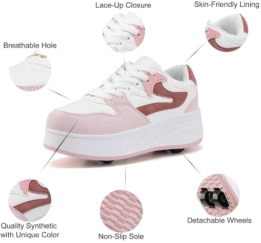 ANEFUN Roller Skate Shoes for Women Girls Sneakers with Detachable Wheels Sport Shoe Suitable for Halloween Christmas Birthday Party Gifts thumbnail 5