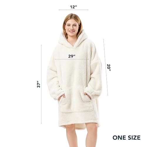 Berkshire Blanket Oversized Wearable Blanket Hoodie – SpaLoft Plush with Hood, Sleeves & Pocket thumbnail 7