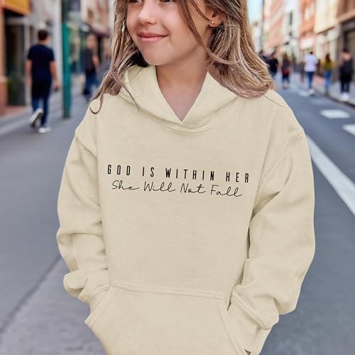 Sulayesh God is Within Her She Will Not Fall Hoodies for Girls Christian Jesus Sweatshirt Religious Bible Verse Preppy Top thumbnail 3