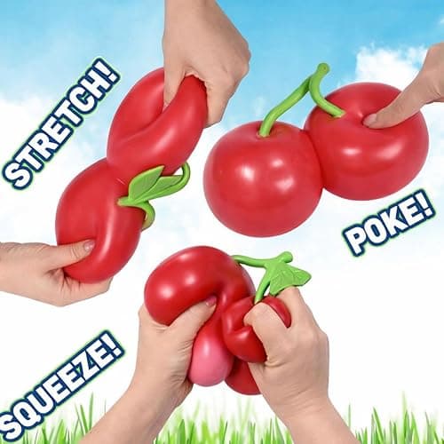Giant Cherry Squishies Stress Ball, Soft Squeeze Stretch Fidget Toy for Adults, Realistic Slow Rising Fruit Sensory Stress Toy for Anxiety Relief, Gift Party (1 pc) thumbnail 3