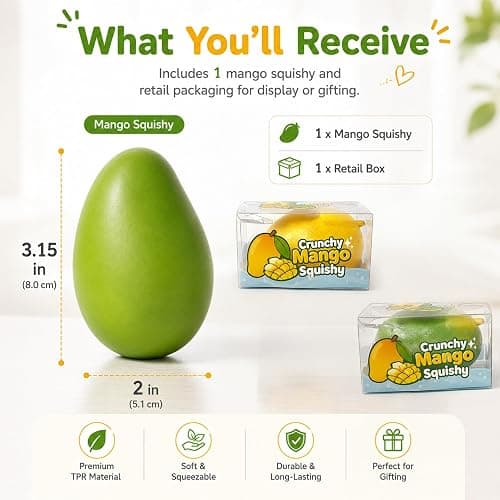 Crunchy Mango Squishy, Moldable Realistic Food Squeeze Toy for Adults 1pcs | Moldable Crunchy Mango Squishy, ASMR Slushy Texture, Non-rebound Squeeze Toy, Adult Stress Relief Party Favor thumbnail 3