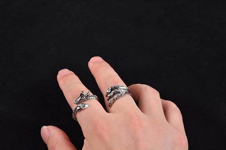 LiHan1028 10 Pieces of Vintage Punk Ring Dragon Snake Octopus Adjustable Ring thumbnail 5