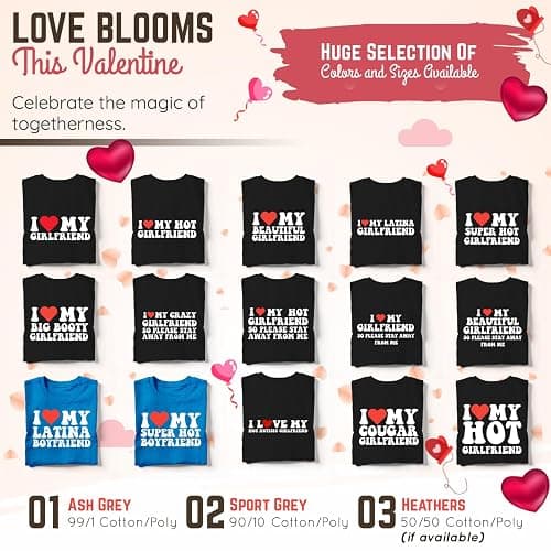 I Love My Girlfriend T Shirt for Men Heart Graphic T-Shirt Romantic Casual Novelty Valentine Tee Couples Clothing thumbnail 4