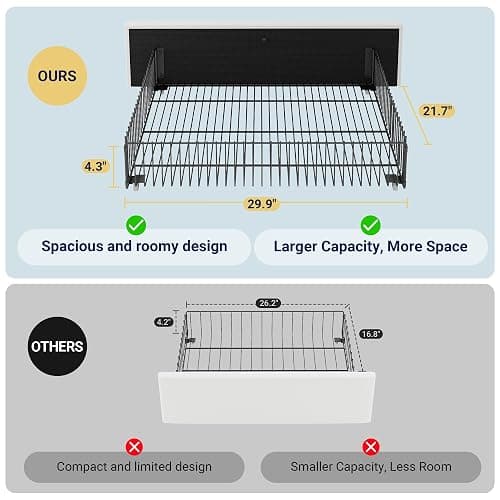Allewie Modern Full Size Platform Bed Frame with 4 Storage Drawers and Velvet Upholstered Headboard, Wooden Slats Support, Upholstered Mattress Foundation/No Box Spring Needed/Easy Assembly, White thumbnail 7