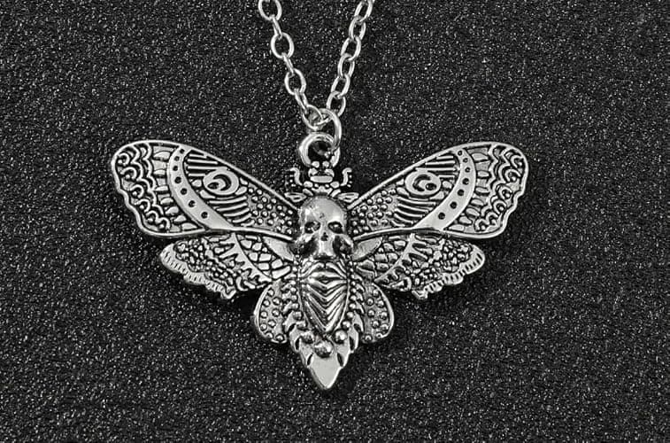 CrownOfRibbons Moth Necklace Pendant, Modern Punk Insect Jewellery thumbnail 6
