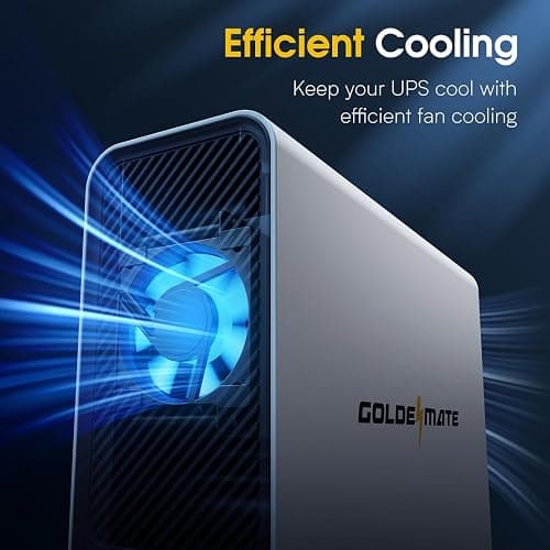 GOLDENMATE 1000VA/600W Lithium UPS Battery Backup and Surge Protector, Backup Battery Power Supply with LiFePO4 Batteries(153.6 Wh), Sinewave UPS System, 10 Years Lifespan, 8-Outlets, LCD Display thumbnail 8