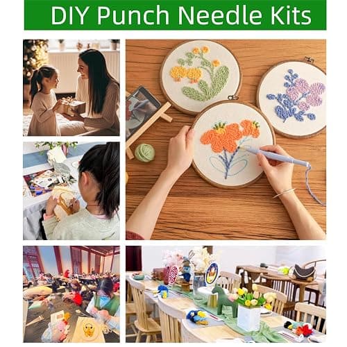 DIY Punch Needle Kits for Beginners Cute Cartoon Highland Cow with Daisy Flower with Hoop Embroidery Punch Needle Starter Craft Set Easy for Adults and Children Festival Gift and Decoration 20x20cm-1 thumbnail 7