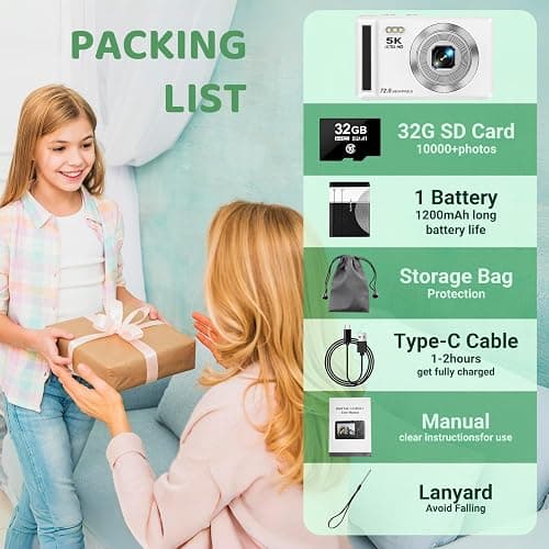 Digital Camera - 5K 72MP Vlogging Camera with 16X Zoom for Kids' Gifts - Autofocus Point and Shoot Digital Cameras for Photography - UHD 2.8'' Screen Compact Portable Camara with 32GB SD Card thumbnail 7