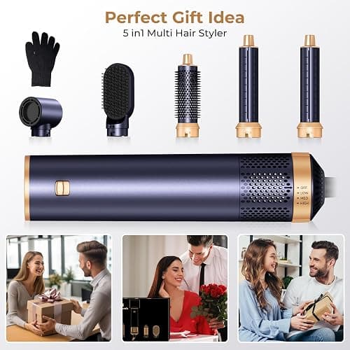 5 in 1 Hair Dryer Brush, Negative Ion Blow Dryer Brush Set Upgrade Hot Air Brush Air Styler Curling Wrap Air Curler, Curling Iron Hair Styling Tools As A Gift for Straight/Curl/Drying/Smoothing thumbnail 5