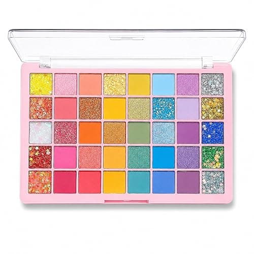 Colourful Glitter Eyeshadow Palette, 40 Colours Matte Glitter Eyeshadow Yellow Silver Pink Purple Green Blue Eye Make Up Palettes, Long Lasting Colourful Eye Shadow Pallets for Women - Image 1