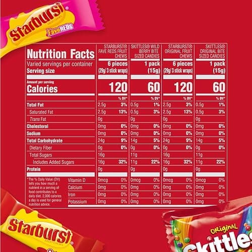 Skittles, Starburst Fun Size Chewy Candy Assorted Variety, Individually Wrapped, 32.28 Ounces, Bulk Bag thumbnail 2