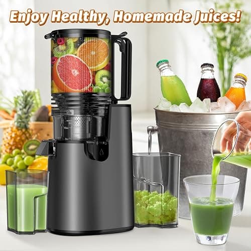 Cold Press Juicer, Juicer Machines with 5.4" Wide Feed Chute for Juice Extractor, Professional Slow Masticating Juicer for Whole Vegetables & Fruits with High Juice Yield, Easy to Clean (Black) thumbnail 2