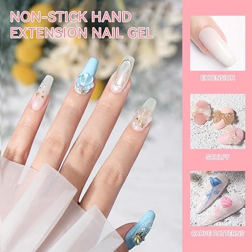 GZMAYUEN Festes Nagelverlängerung Nail Extension Builder Gel 15ML Weiß Solid Aufbaugel Gel für Nägel, 3D Dekoration Nagelskulptur Gel Hartes Gel thumbnail 3
