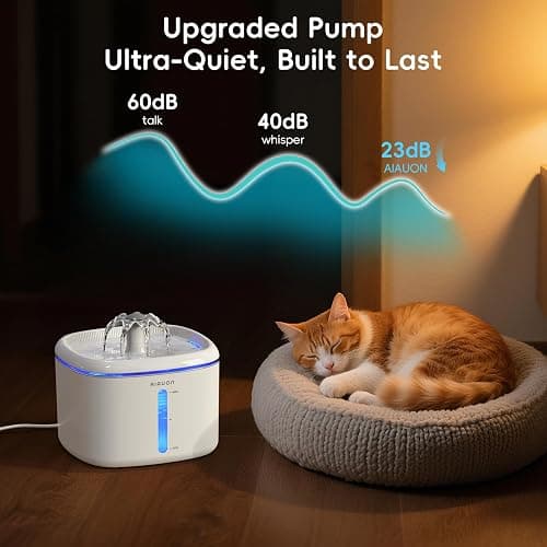 Cat Water Fountain,2.5L/84oz Pet Water Fountain for Cats Inside, Cat Fountain for Drinking with Ultra Quiet Pump(≤20dB)& LED Blue Light - for Pets Small Animals (Cat Fountain+3 Filters) thumbnail 6