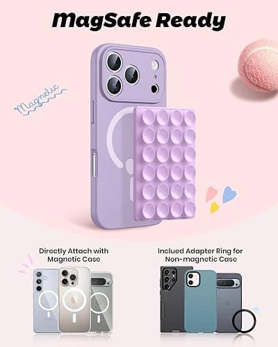 amBand Silicone Suction Phone Mount Trendy Stocking Stuffers for Women Mom, Detachable Sticky Holder for iPhone Cute Stylish Preppy Stuff for Selfie/Yoga/Dance, Lilac Purple thumbnail 2