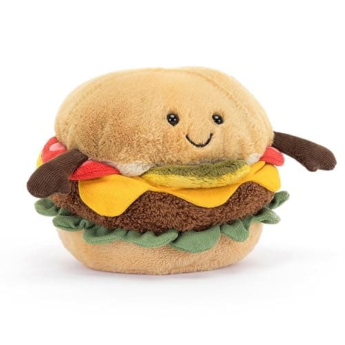 Jellycat Amuseables Burger Stuffed Toy, 4.5 inches - Food Plush - Fun Gift Idea - Image 1