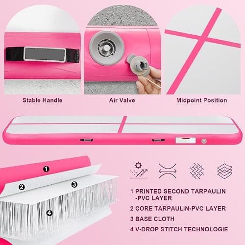 Inflatable Gymnastics Mat 10ft/13ft/16ft/20ft/ Air Tumbling Track Mats 4/8 inches Thick for Home Use/Training/Cheerleading/Yoga/Water with Pump thumbnail 3