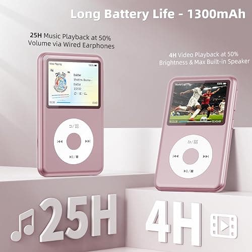 Innioasis 64GB Mp3 Player with Bluetooth, Lossless DSD DAC FLAC Support, Y2 Classic Dedicated Music Player with Playlists, Nostalgia Design, Supports up to 2TB Pink thumbnail 5