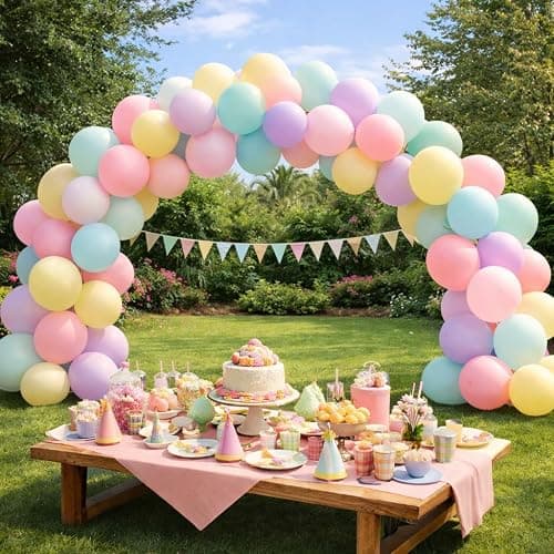 Pastel Balloon Garland Kit 120 Pack – Macaron Pastel Balloons with Strip, Glue Dots & Ribbon, DIY Balloon Arch Kit for Birthday, Baby Shower, Wedding & Party Decorations, 10 Inch Latex Balloons thumbnail 6