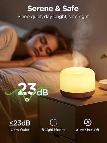 InnoGear Aromatherapy Diffuser & 10 Essential Oils Set, 500ml Essential Oil Diffuser with Remote Control Ultrasonic Cool Mist Scent Humidifier Vaporizer Auto-Off Timer for Room Office Home, Yellow thumbnail 6