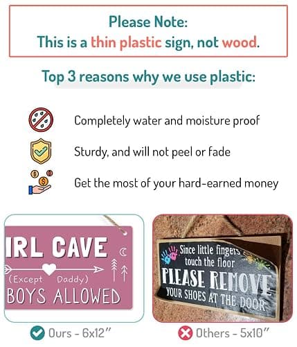 Girl Cave Sign for Girls Room, No Boys Allowed Door Sign, Cute Room Decor Sign for Bedroom Door, Funny Girls Only Sign for Kids Room, Teen Girl Wall Decor 12x6 Inch thumbnail 3