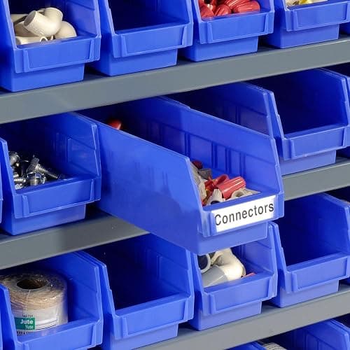 Global Industrial 7 Shelf Steel Shelving with (48) 4" H Plastic Shelf Bins, Blue, 36" W x 12" D x 39" H, Single-Sided Open Shelving with 48 Plastic Shelf Bins thumbnail 6