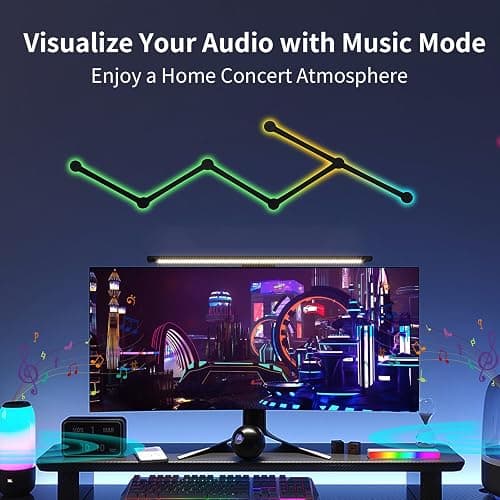 KOBAIBAN Smart Wall Light Lines, WiFi RGB LED Bars, 16M+ Color Dimmable Music Sync DIY Home Decor for Gaming Party Streaming Lovers, Compatible with Alexa & Google Assistant (6 Lines, Black) thumbnail 6
