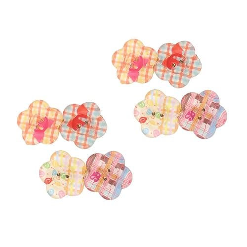 4Pcs Cute Jelly Colorful Flower Button Hair Clips for Women ，Preppy Plaid Pattern Duckbill Barrettes, Y2K Hair Styling Accessories for Bangs, Skincare & Daily Hairstyling - Image 1