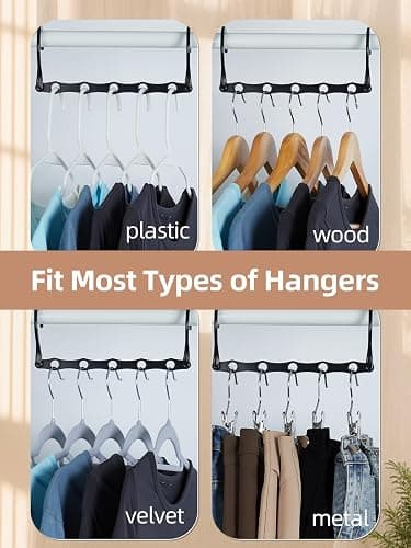 HOUSE DAY Black Magic Space Saving Hangers 10 Pack, Premium Smart Hanger Hooks, Sturdy Cascading Hangers with 5 Holes for Heavy Clothes, Closet Organizers and Storage, College Dorm Room Essentials thumbnail 6