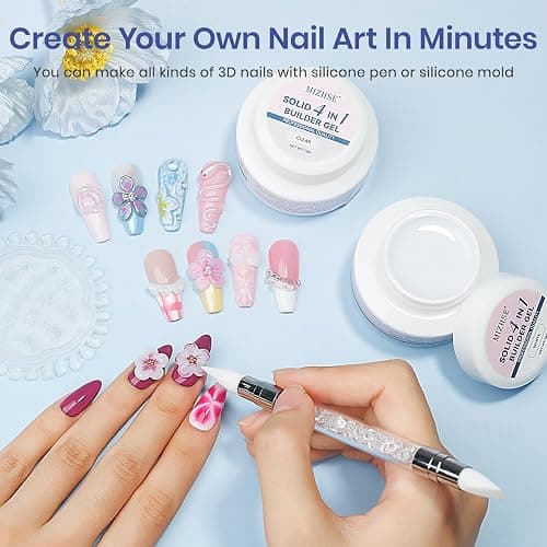 MIZHSE 2 Colors Solid Builder Gel for Nails: Non-sticky Hard 3D Sculpting Gel for Nail Art for Molding Soak Off U V LED Starter Kit DIY Home Salon thumbnail 2