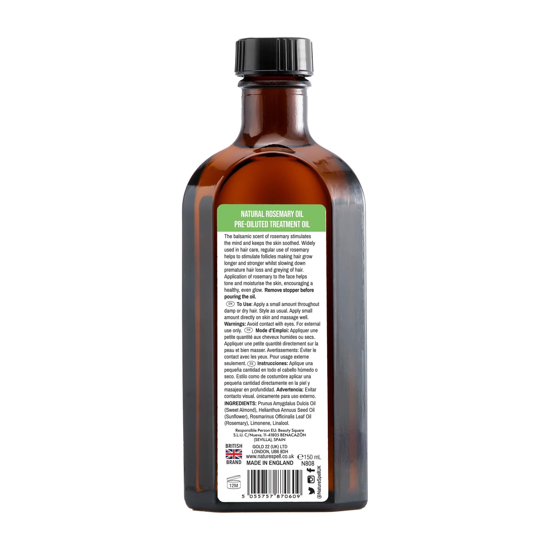 Nature Spell Rosemary Oil for Hair with Hair Oil Applicator, Bottle Comb, 150ml, Rosemary Oil for Hair Growth, Treat Dry, Damaged Hair to Combat Hair Loss thumbnail 9