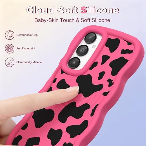 CASBST Compatible with Galaxy A15 5G Phone Case for Women Girls, Curly Wavy Frame with Cute Pattern, Aesthetic Slim Soft Silicone TPU Bumper Shockproof Phone Case for Samsung A15 - Cow Spot thumbnail 2