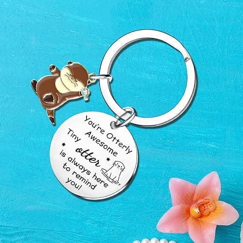 Afowcver Otter Keychain Otter Gifts for Women Men Keychain Gifts for Otters Lovers Funny Otter Gifts Emotional Support Gifts Encourage Gift for Otters Lovers thumbnail 2