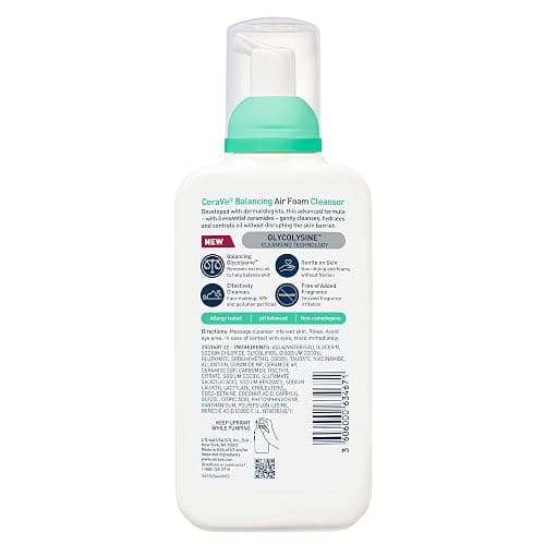 CeraVe Balancing Air Foam Face Wash, Foaming Facial Cleanser For Combination Skin, 8HR Oil Control + 24HR Hydration, Fragrance-Free & Non-Comedogenic, With Glycolysine™ & 3 Essential Ceramides, 8oz thumbnail 12